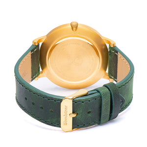 Florence green sandal wood watch gold