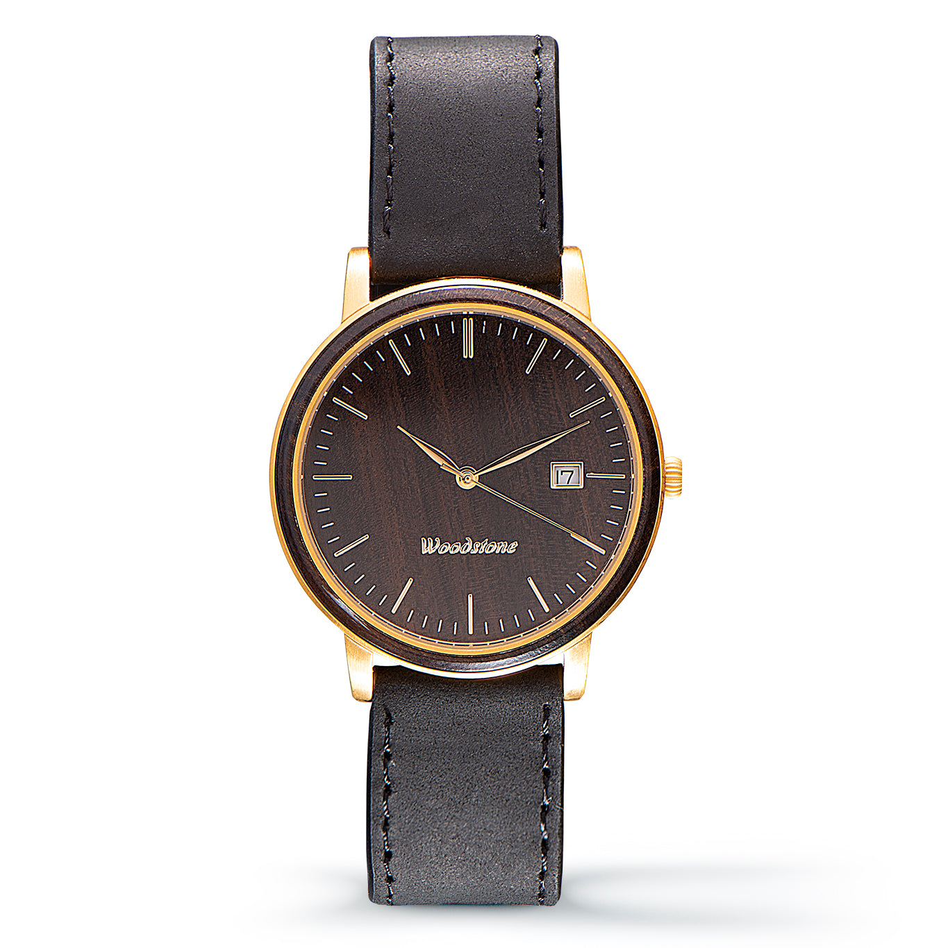 Florence black sandal wood watch gold