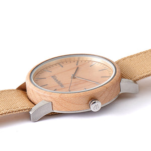 Troy Maple Wood Canvas Mens Wooden Watch Side