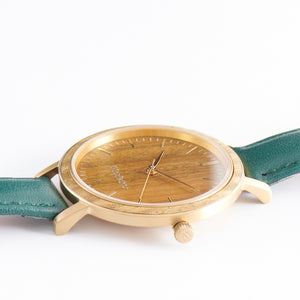 Serenity Green Sandalwood - Gold Women's Wood Watch Side