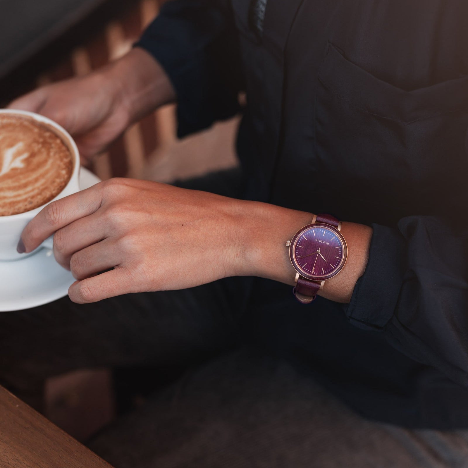 Woodstone Serenity Purpleheart Women's Wooden Watches - Rosegold